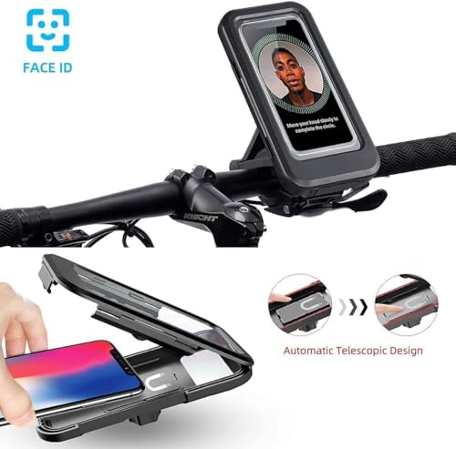 Image of Waterproof Bike Mobile Holder with Aluminum Alloy Base, 360 Rotatable Motorcycle Phone Mount Stand for Handlebar, Anti-Glare Touch-Screen Case for Bicycles, Scooters & Electric Bikes