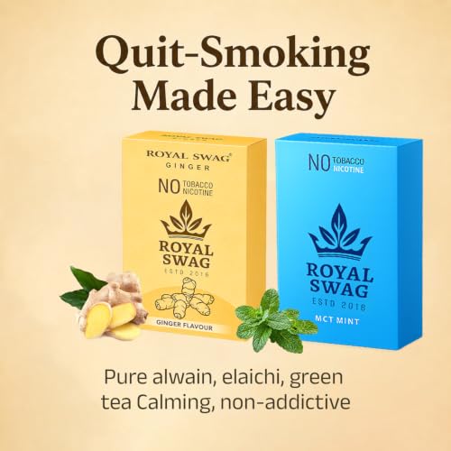 Image of ROYAL SWAG Ginger And Mint Flavour Wellness Sticks 10 Sticks Each Pack of 2 Boxes Ayurvedic Herbal Blend Wellness Sticks