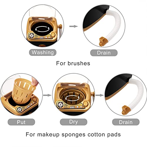 Boao Brush Washing Machine Mini Automatic Makeup Brush Cleaner Black And Golden Makeup Brush Cleaning Machine For Women Girls Makeup Brush Clean (Black And Golden) #TOP2