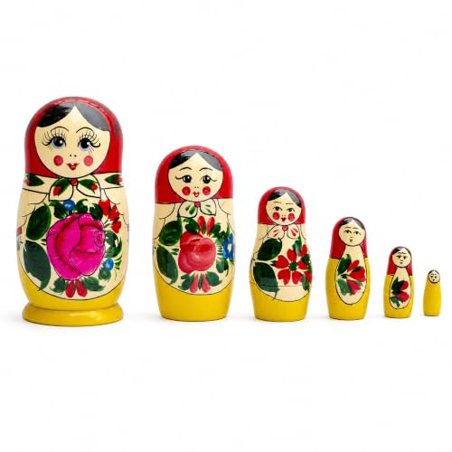 Set of 6 Wooden Dolls Nesting Dolls Semenov Matryoshka 5.75 Inches