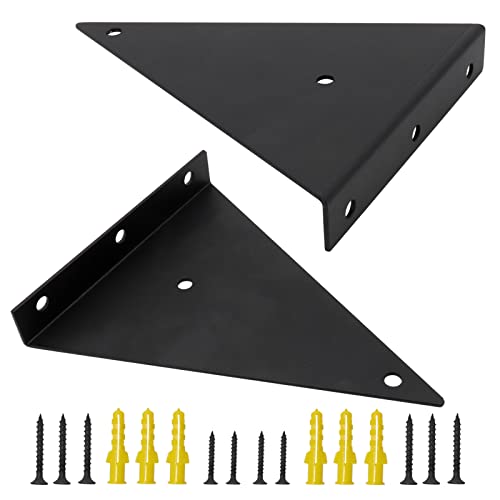 2 Pièces Supports à Tablettes Flottantes Supports d'étagère Industriels Flottant Equerre Metal de étagère Robuste Supports en Métal Supports de Tablette pour Déco Salon Chambre Salle de Bain (Noir) Cover