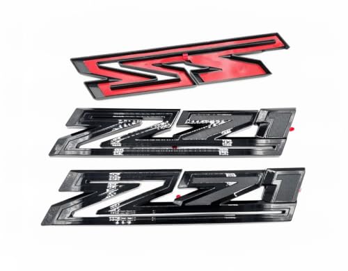 Image of 2X Large Size Z71 RH LH Side Fender Emblem Nameplate Badge Decal Replacement for 2019-2021 Chevy Silverado (Overlay Gloss Black)
