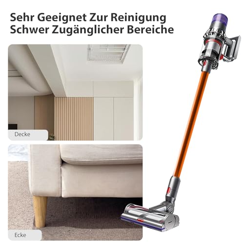 Cheerhom Verlängerungsrohr für Dyson V11, Saugrohr Kompatibel mit Dyson V7 V8 V10 V11 V15, Starres Teleskoprohr für Dyson Staubsauger mit Zwei 2-in-1-Bürsten, Orange