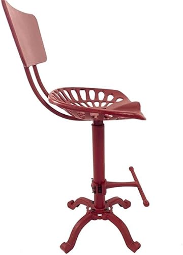 Miniatura 9 de Taburete de asiento de tractor August con respaldo en rojo