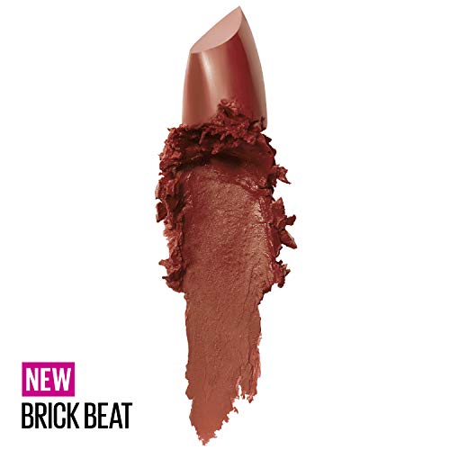 Image of Maybelline Color Sensational Lipstick, Lip Makeup, Cream Finish, Hydrating Lipstick, Nude, Pink, Red, Plum Lip Color, Brick Beat, 0.15 oz; (Packaging May Vary)