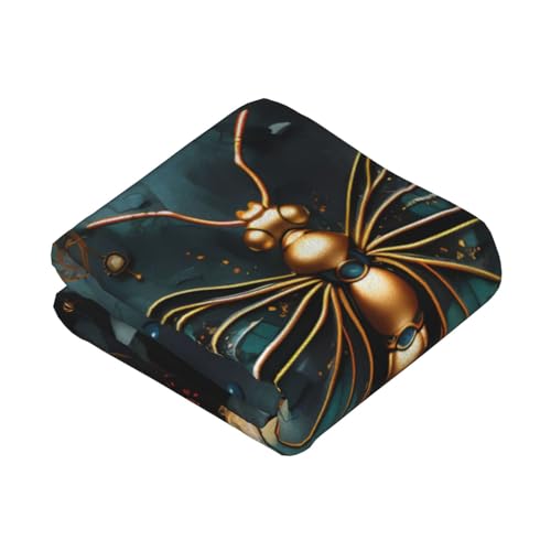 Couverture dorée fleurs et libellule pour soirées cocooning