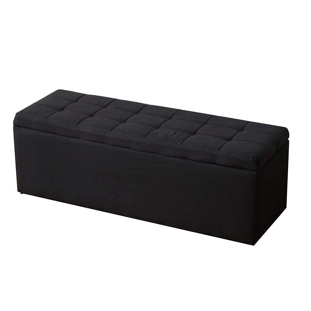 Pouf rangement noir en tissu 40x40x40cm pour salon