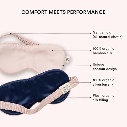 Image of Clementine Mulberry Silk Sleep Mask | Full Blackout Contoured Eye Mask for Sleeping | Organic & Non-Toxic | Oversized Night Blindfold | Hypoallergenic & Frizz-Free Eye Cover for Deep Sleep
