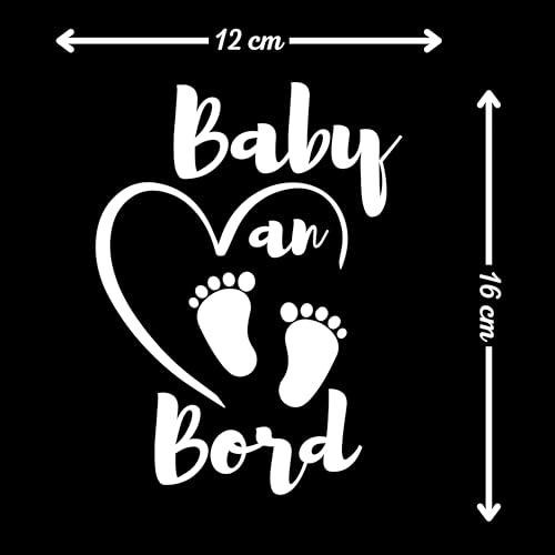 Bratikishop Baby an Bord Aufkleber Auto, 16 x 12 cm, Wetterfest, UV-Beständig, Schwarz, Vinyl, Tierdruck, Outdoor, Baby on Board Sticker