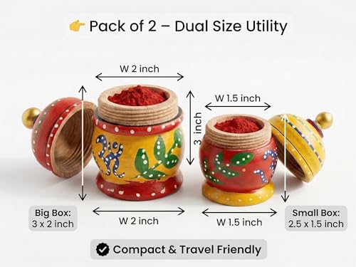 Wooden Hand-Painted Sindoor Dani (Pack of 2) thumbnail 13