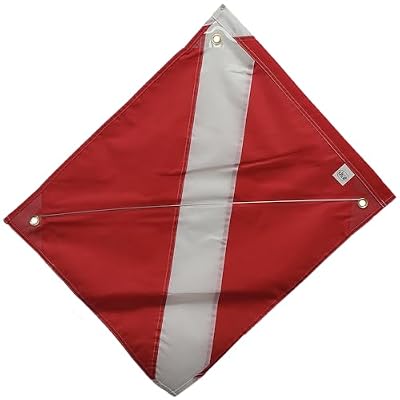 JCS 14x18 Nylon Scuba Dive Flag with Steel Wire Stiffener - Durable Dive Safety Flag with Brass Grommets for Boat or Float Mounting