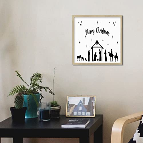 Letrero de madera para el hogar Merry Christmas cartel enmarcado retro 5