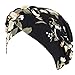 Cappello turbante stampato floreale treccia turbante capo avvolgere Baggy Slouchy Beanie Chemo Cap - nero - M