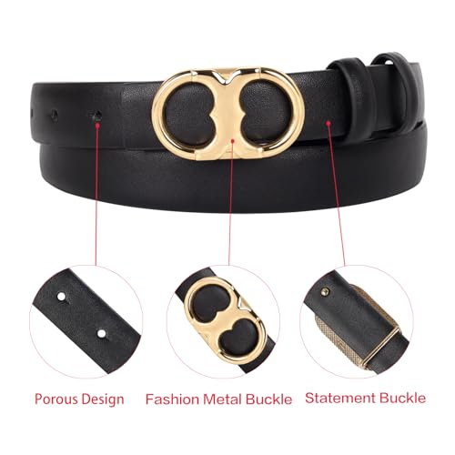 Image of Aurolran Women's Leather Belt with Buckle - Ideal for Dresses, Jeans, and Coats