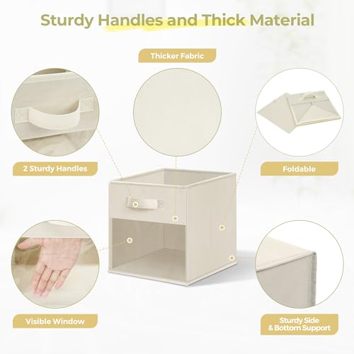 Cube de rangement pliable Easi beige 28cm avec fenêtre lot de 6