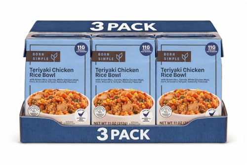 Born Simple Prepared Meals - Ready to Eat Teriyaki Chicken Rice Bowl | 11g Protein | 11 Oz (Pack of 3)