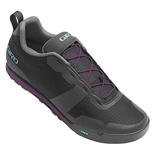 Giro Tracker Fastlace Women's Mountain Bike Shoe, Black/Throwback Purple (2022), US 8.5 / EU 40