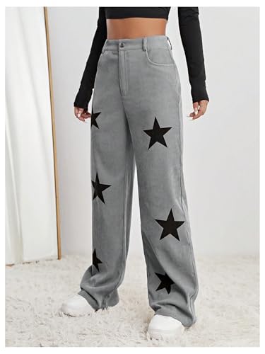 Floerns Women's Star Print Low Waist Palazzo Pants Zipper Fly Wide Leg Y2k Pants3