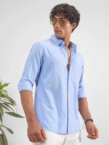 Image of Highlander Men Men's Relaxed Fit Casual Shirt | Cotton Linen | Relaxed fit | Full Sleeves|Premium Shirt for Man