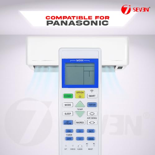 Image of 7SEVEN Compatible with Panasonic AC Remote Control Model 157F Suitable for 1 1.5 2 Ton Split or Window Inverter Air Conditioner - Match Each Keys Exactly to Replicate Genuine Remote Function