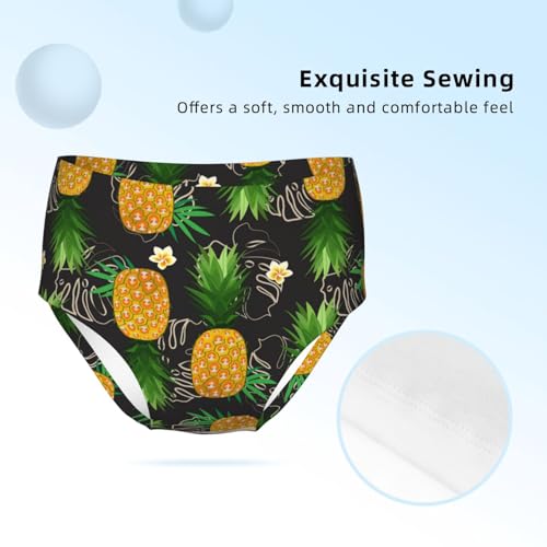 Pineapple With Frangipani Flower Girls' Underwear Soft Cotton Little Girls Panties Comfort Briefs3