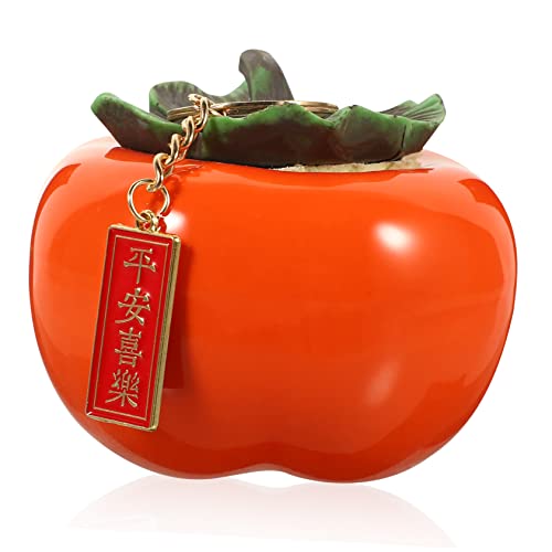 PRETYZOOM - PRETYZOOM Pot Kaki Ruyi Ornement de Maison Pastel pour collations Moderne en dés Pot Conservation Pot de Conservation Kaki en céramique Pot de Stockage de Alliage