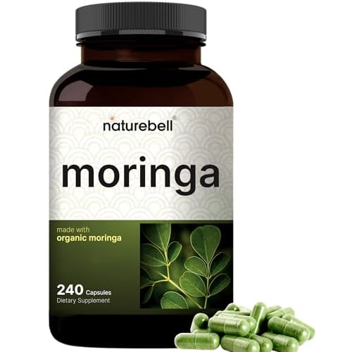 NatureBell Pure Moringa Capsules | Made with Moringa Powder Organic, 240 Capsules – Green Superfood, Skin Health, & Immune Support – Non-GMO, Gluten Free, 4 Month Supply 240 Count (Pack of 1