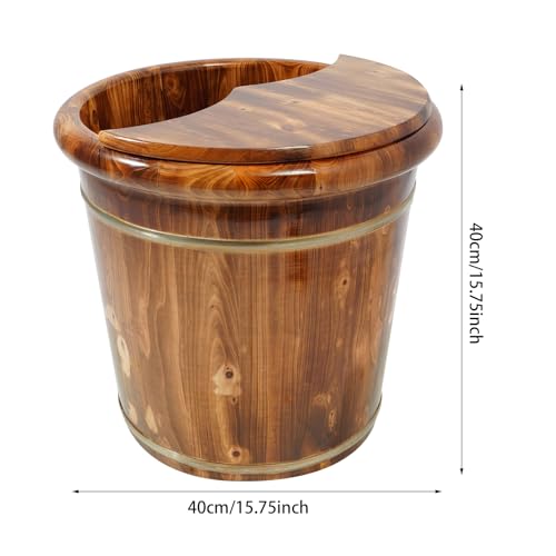 Cubeta de madera para baño de pies con rodillo de masaje miniatura 2