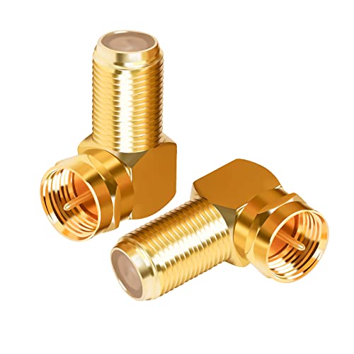 Goupchn 2 Pack F Type Right Angle Male To Female Adapters Rg6 Gold Plated Coaxial Connectors For Coax Cables, Wall Mounted Tv, Wall Plates #TOP9