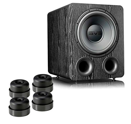 Image of SVS PB-1000 Pro Ported 12-Inch Subwoofer Bundle SoundPath Subwoofer Isolation System (4-Pack) - Black Ash