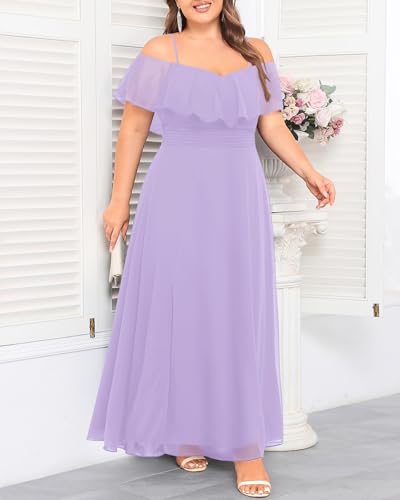 Image of Pinup Fashion Women Plus Size Bridesmaid Dresses - Off The Shoulder Formal Wedding Guest Bridal Shower Long Dress