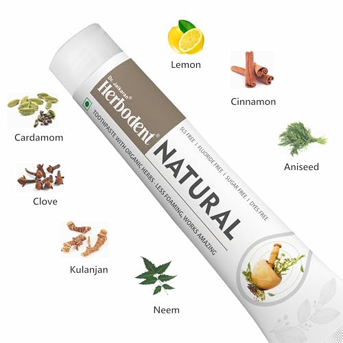 Image of Natural Toothpaste - 100g Pack of 2 | Less Foaming, Works Amazing | SLS Free | Fluoride Free | Herbal Toothpaste with Neem, Clove & More Herbs