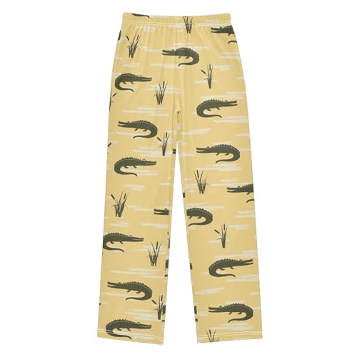 Boys' Pants Cattails and Alligators Yellow Long Bottoms Jogger Pants Elastic Waist Trousers with Pockets S-XL
