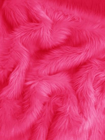 Image of Shaggy Faux Fur Fabric, Super Soft, 6 X 5 Feet (Dark Pink)