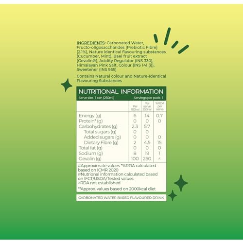 Image of Quenzy Prebiotic Soda Variety Pack - Mixed Flavours (Pack of 12 x 250ml) | 5g Prebiotic Fibre for Gut Health | Low Calorie Soda (<15 kcal) | No Added Sugar | Zero Preservatives | Healthy Sparkling Drink