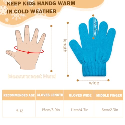 ONESING 12 Pairs Kids Gloves - Warm Knitted Winter Gloves Bulk for Girls Boys | Children Gloves Designed for Cold Weather3
