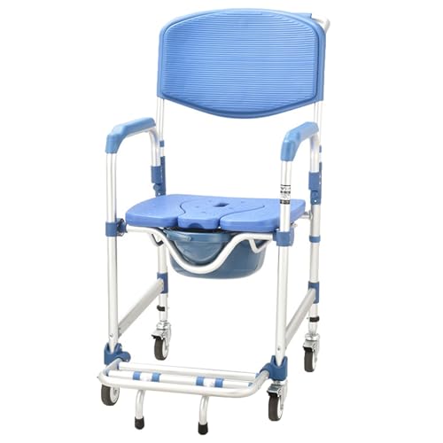 Silla de baño con ruedas plegable resistente con cómoda e impermeable 2