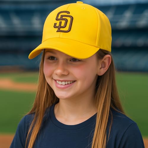Gorra deportiva clásica ajustable amarillo/marrón para niños miniatura 4