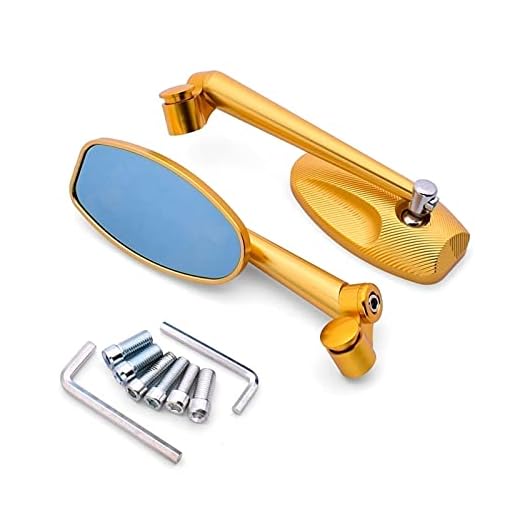 Motorcykel Spegelsats Motorcykel Backspegel CNC Moto Sidospegel Billet Aluminium För MV Agusta Brutale 675 800 900 910 För Suzuki Burgman 400 (Färg : Guld)