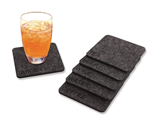 Absorbent Felt Coaster for Drinks Set of 6, Six Different Name on It