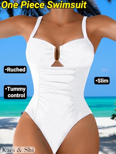 Kaei&Shi One Piece Swimsuit Women Tummy Control,Bathing Suit,Slimming Ruched Corset Cheeky Swimsuits2