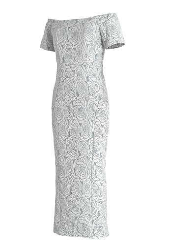 CHIC STAR Womens Evening Gown Dress, Jacquard Fabric with Rose Pattern, Dramatic Asymmetric Off-Shoulder Neckline3