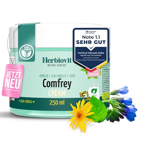 Herbiovit Beinwell Salbe Mit Arnika & Calendula Pflegecreme für Muskeln Gelenke & Rücken Sportbalsam zieht schnell ein 250 ml