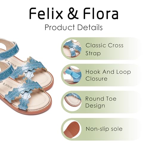 Image of Felix & Flora Toddler Girl Sandals - Little Girl Easter Dress Shoes Lightweight Open Toe Beach Holiday Flats