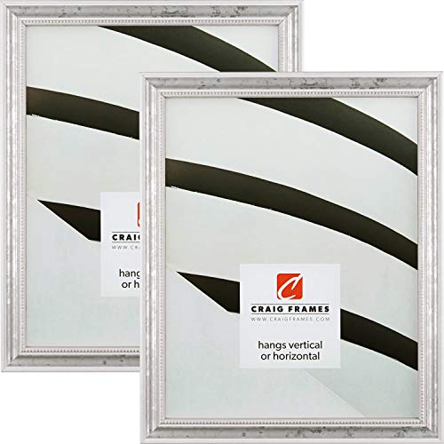 Craig Frames 314WH 16 x 20 Inch Picture Frame, Ornate White and Silver, Set of 2