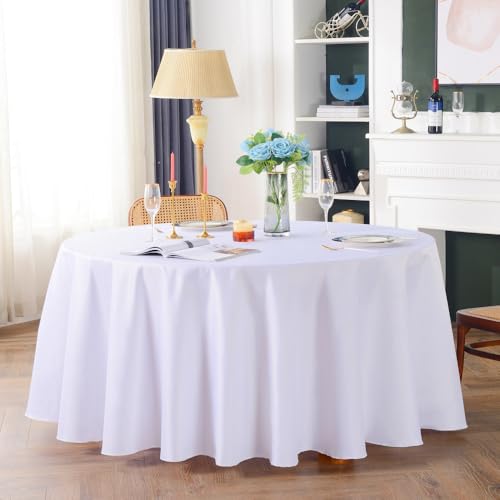 Nappe de mariage blanche en satin ronde 275 cm pour table d'hôtel - 4