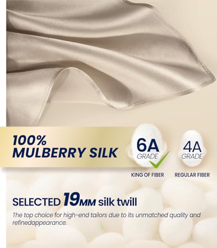 Image of Selected Hanky 100% Pure Silk Pocket Square for Men | 100% Mulberry Silk with hand-rolled edges; pairs with a suit, blazer, or tuxedo for weddings, formal events, and daily wear.