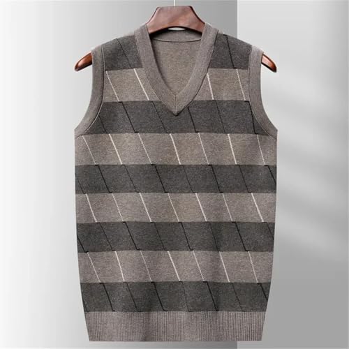 Men V Neck Sleeveless Sweater Vest Spring Casual Business Plaid Pullover Waistcoat Layering3