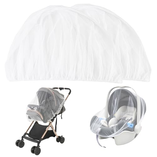 Image of Baby Mosquito Net for Stroller 2 Pack, Perfect Bug Net for Strollers, Bassinets, Cradles, Playards, Pack N Plays and Portable Mini Crib, Baby Insect Netting Cover, White