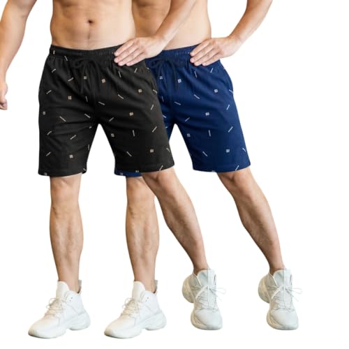Image of FEEL TRACK Men Cotton Printed Shorts